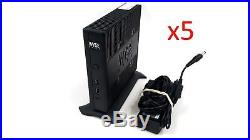 Lot of 5 WYSE Thin Client D90D7 909654-21L DX0D 16/4 F/R WS7E with A/C & Stand